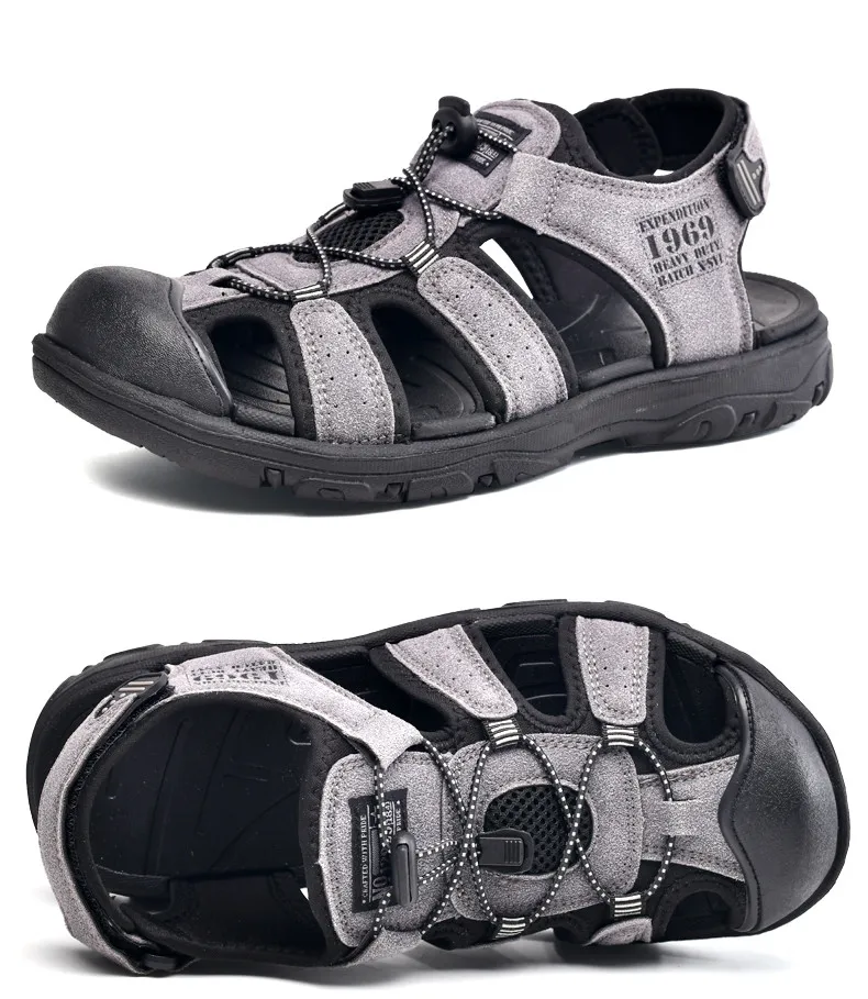 Lässige Herren-Outdoor-Sandalen, Sommer, atmungsaktiv, flache Sohle, Strandschuhe, bequem, weich, zum Gehen, Wandern, sportliche Herrenschuhe 2020 – Detail 26