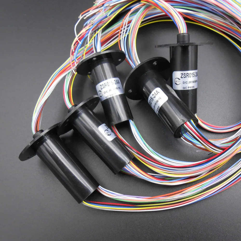 

5PCS 24 Lead Wires 15mm 24*2A (24 Wires 2A) Conductors Capsule Slip Ring 220V 250Rpm Engineering Plastics 360 degrees * FD091X5