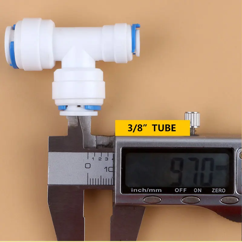 1/4 "3/8" ~ 3/8 "튜브 직경 Chang 6.5MM9.5MM 3 웨이 티 퀵 커넥트 푸시 핏 RO 시스템 워터 233 피팅 T Tipy 빠른 조인트