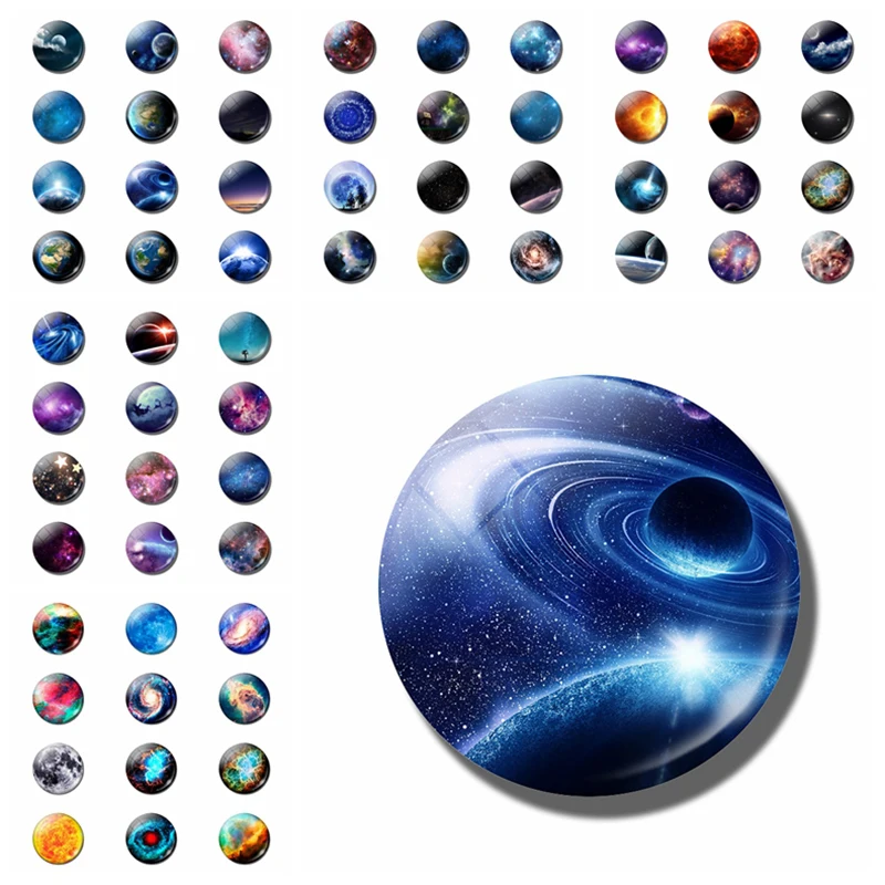 

Starry Space Fridge Magnet 25MM Nebula Glass Convex Round Fridge Sticker Message Board Refrigerator Sticker Home Decoration
