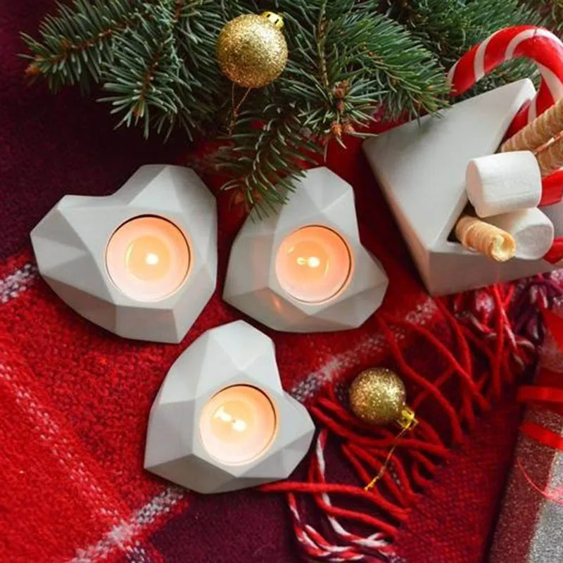 Moldes de velas de silicone para de coração, formas de concreto para castiçais, suporte de velas, copos de velas do natal, moldes do amor