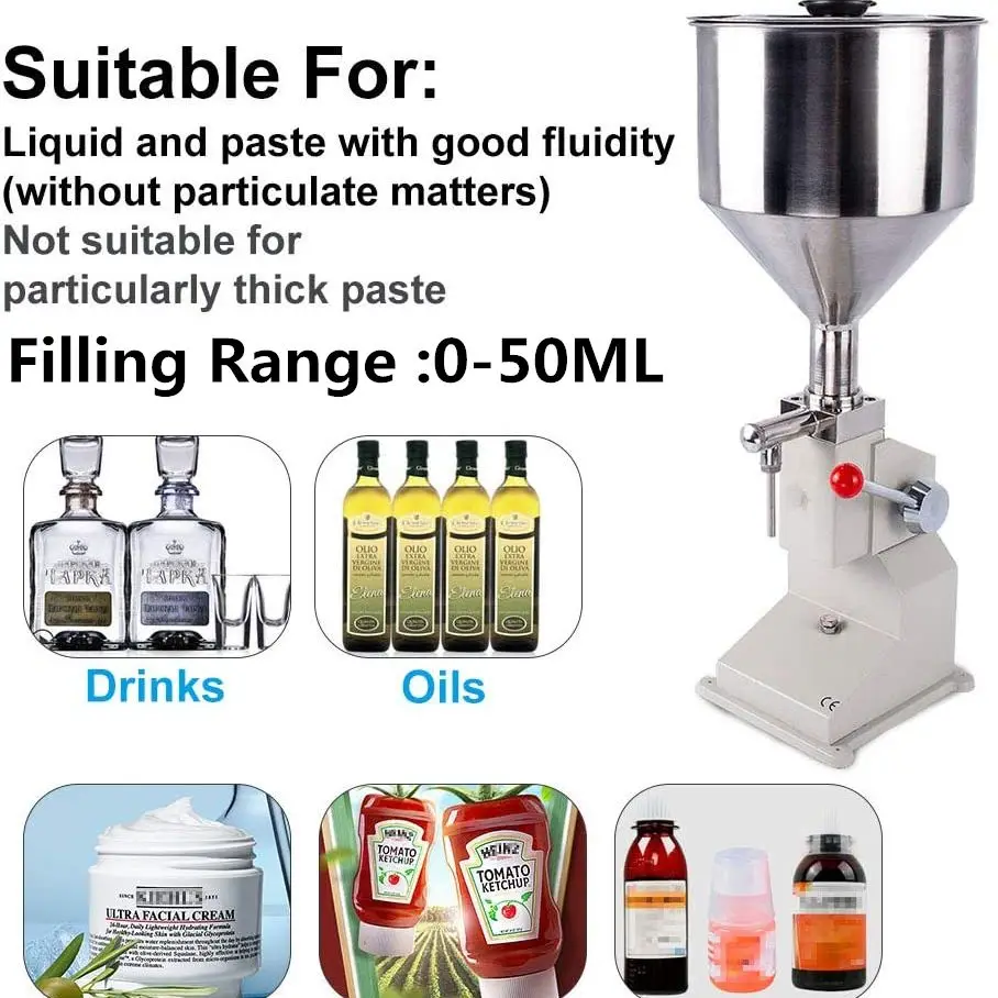 Small Industry Manual Paste Filling Machine Liquid Cream Filling Machine Sauce Jam Nail Polish Bottle Filling Machine 0-50ml