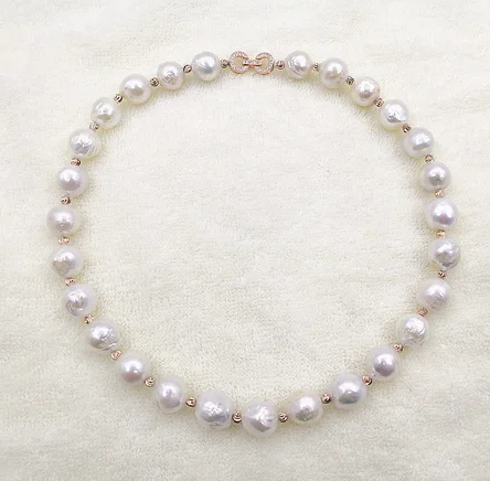 NEW high quality Really natural Baroque Irregular Pearl Necklace 10-11mm 18inches