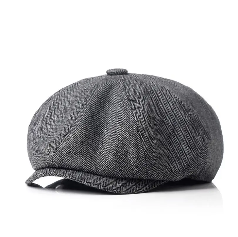 beret hat men Peaky Blinders cap artist hat Autumn New Vintage Herringbone Octagon Cap Women\'S Casual Pumpkin Hat