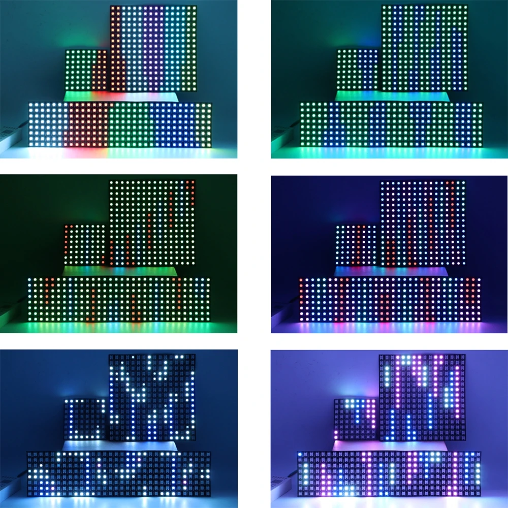 WS2812B Panel ledowy ekran WS2812 8*8 16*16 8*32 pikseli cyfrowy elastyczny LED zaprogramowany indywidualnie adresowalny kolorowy DC5V