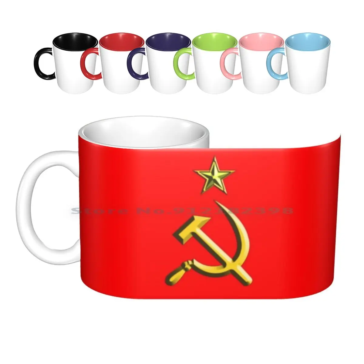 Russia. Ussr. Communist. Soviet Union. Hammer & Sickle. Gold On Red. Ceramic Mugs Coffee Cups Milk Tea Mug Ussr Hammer Sickle