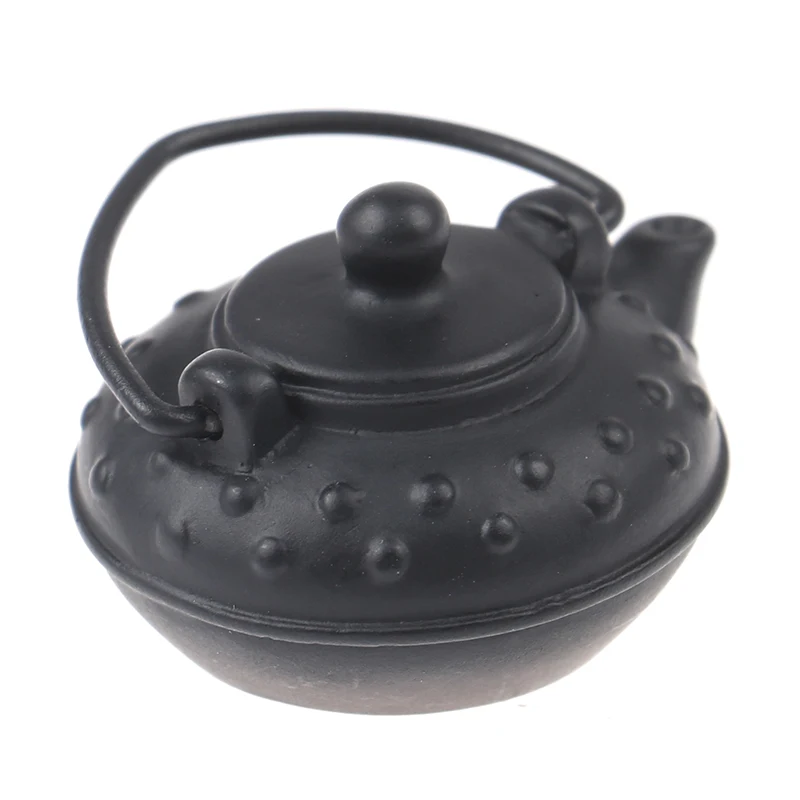 1PC New Creative 1/12 Doll House Black Iron Kettle Simulation Teapot Model Toys