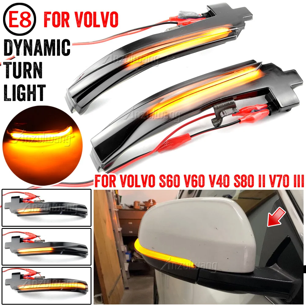 2pcs LED Flowing Side Mirror Indicator Light For Volvo S60 CC S60 II S80 II V40 CC 40 II V60 V60 CC V70 III Turn Signals