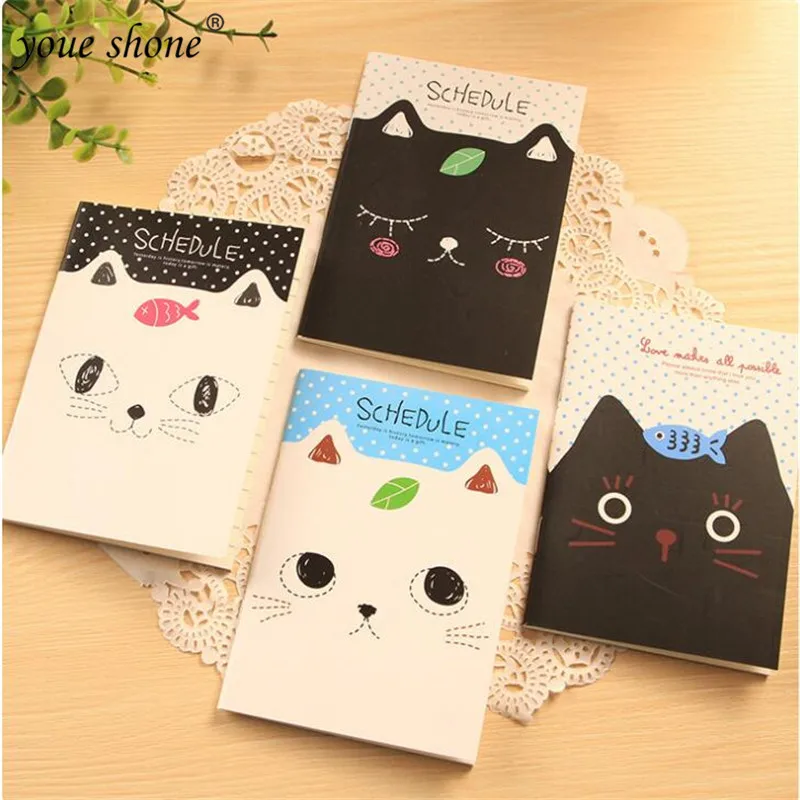 

Youe shone 1pcs Black And White Cat Cartoon Notepad MiNi Portable Small Book Pattern Student Prize Gift Retail Wholesale