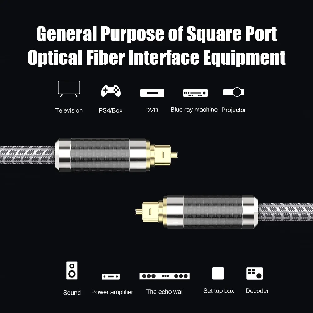 A093 1pcs HIFI 7.1 Carbon Optical Fiber Audio Cable  for power amplifier dvd audio speaker output line digital optical fiber