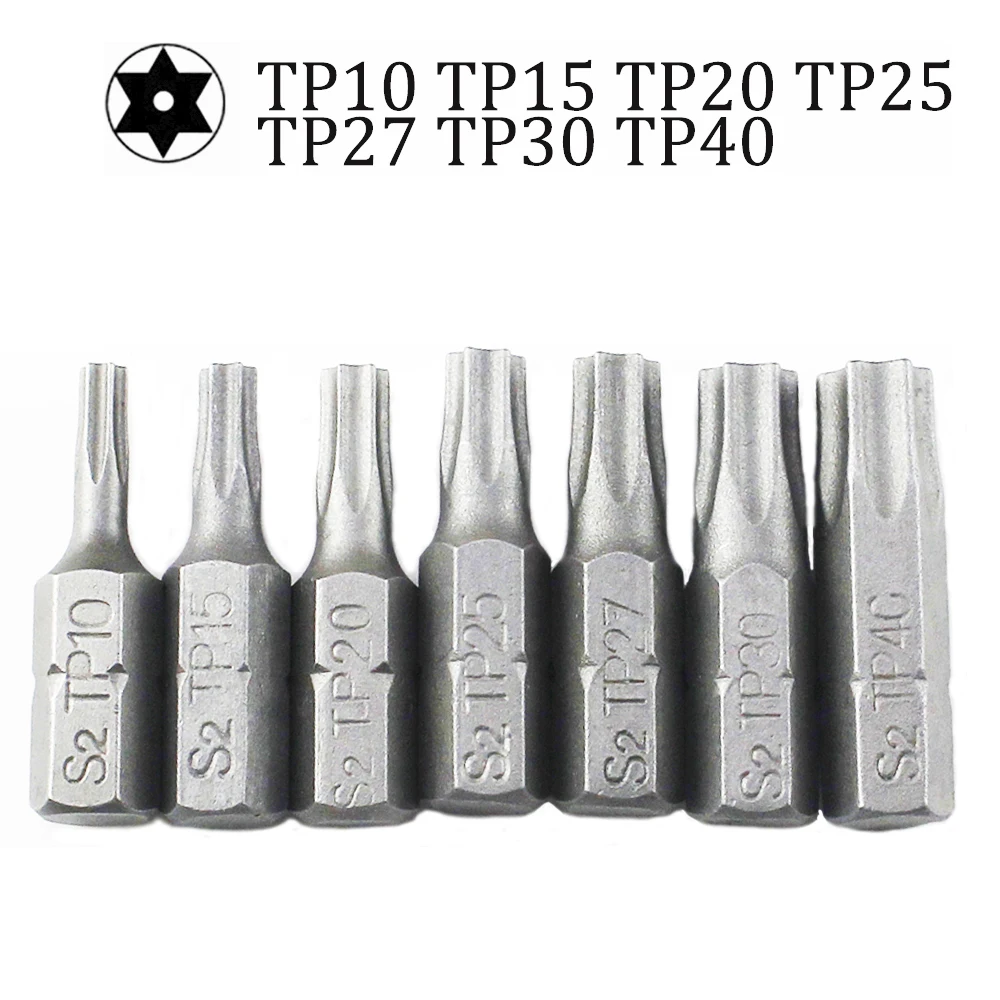 torx chave de fenda bits com furo t10 t15 t20 t25 t27 t30 t40 polegada hex shank chave de fenda eletrica estrela bit set 10 pecas lote 25 mm 01