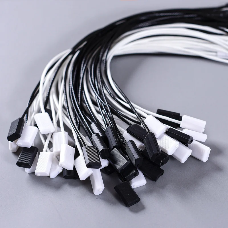 

Wax Cord with Square Clasp for Jewelry Bags Garment Shoes Tag Label Loop Lock Waxed String Thread Rope lanyard Plastic Nylon