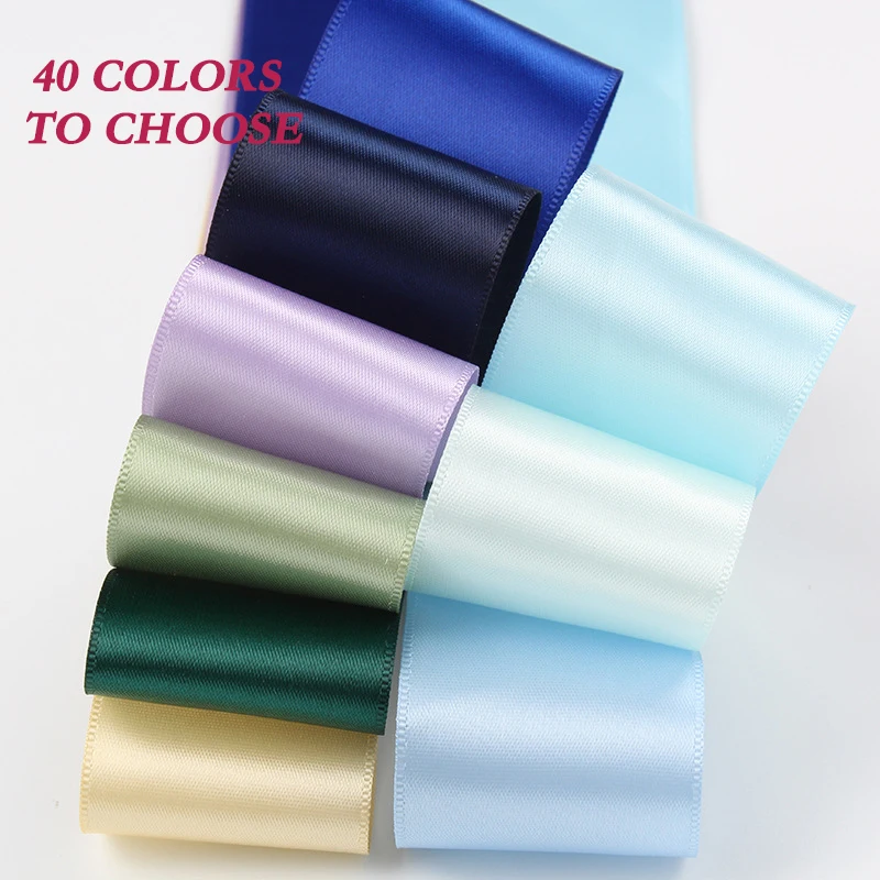 100Yards 6mm 9mm 13mm 16mm 19mm 25mm 38mm Silk Satin Ribbon Single Face Solid Color DIY Material Gift Wedding Packing Ribbons