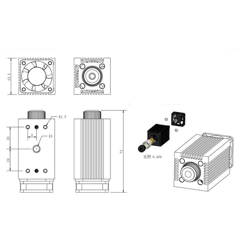 520nm 1W 12V Dot Laser Green Violet Adjustable Focus DIY 3D Ddicated Engraving