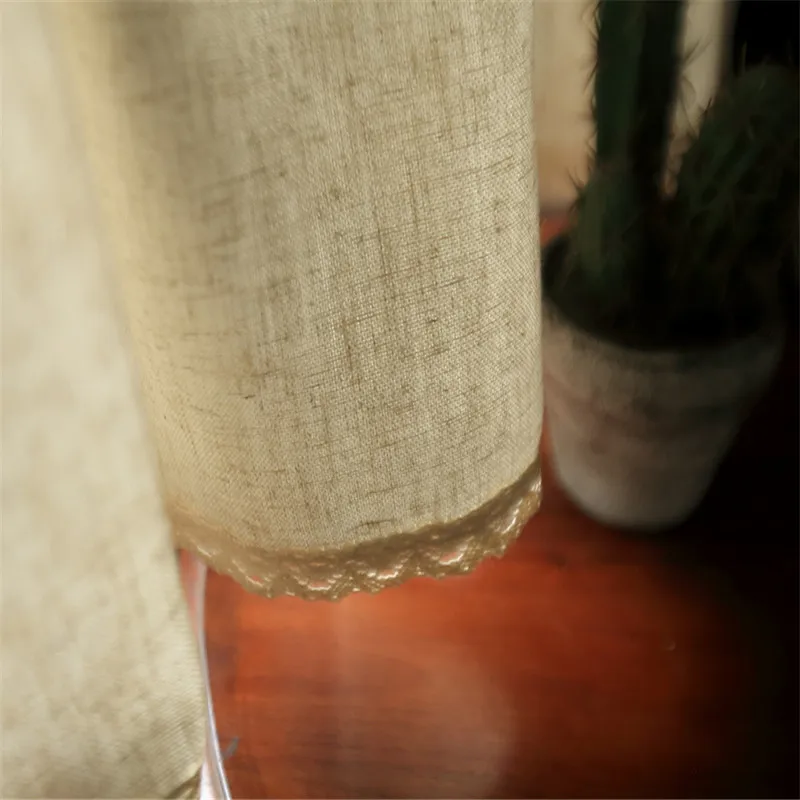 Free Shipping High Quality Purdah Tube Beige Solid Embroidery Curtain Linen Lace Coffee Shades Kitchen Short Drapes Small Blinds