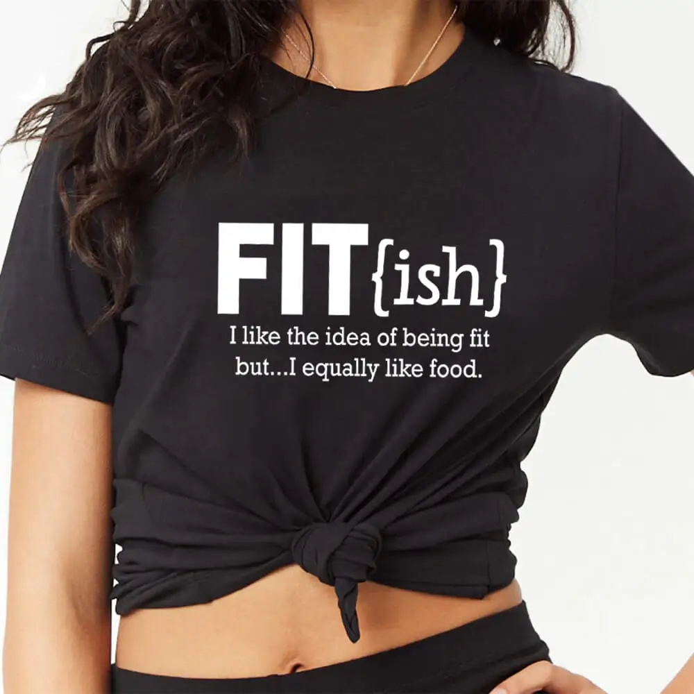

Fit-ish Definition 100%Cotton Women Tshirt Fitness Shirt Workout Running Casual O-Neck Pullovers Short Sleeve Top Exercise Tee