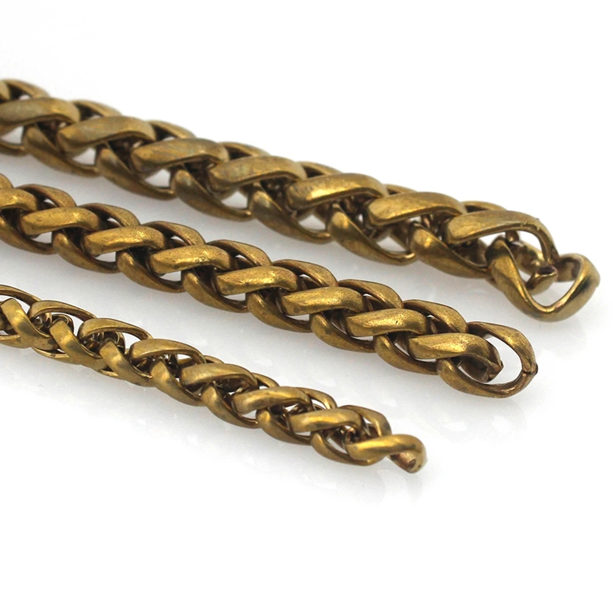 1 metr z litego mosiądzu otwarty krawężnik Link Chain naszyjnik łańcuszek pszeniczny 6/8/10mm niepolerowane torby paski części DIY akcesoria DM194