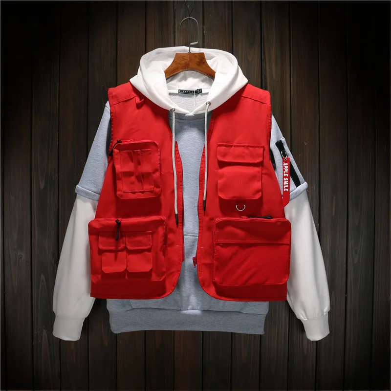 

Spring Autumn Man Vests Military Tactical Hunting Multi Pocket Vest Director Volunteer Uniform Mens Sleeveless Jacket