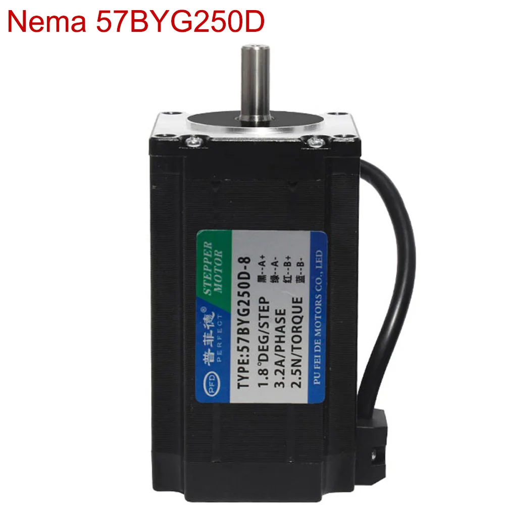 

Nema 57 Stepper Motor 2.5Nm 3A 1.8° DC 4 Lead 2 Phase 100mm Nema 57BYG250D Motor for Engraving Machine 8mm Shaft