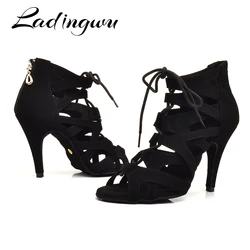 Ladingwu Zapatos De Baile Professiona  Lady Dancing Shoes Salsa Latin Ballroom Dance Shoes For Women Brown Black Dance Coots