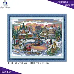Joy Sunday-Christmas Embroidery Kits, Counted and Stamped Home Decor, Treasure Time, Cross Stitch, DIY, F771, 14CT, 11CT