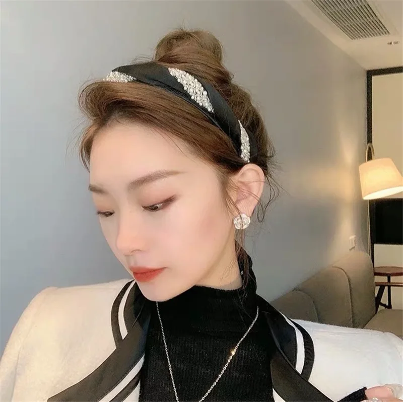 Fashion Shining crystal Rhinestone Hair Hoop Headband Hairband for Women Girls Ribbon bow Hair Band Hair Accessories 1pcs New