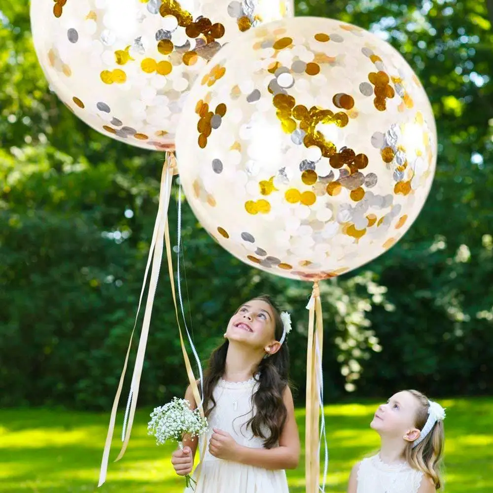 Giant 36inch Clear Balloons Transparent Confetti (10g) Globos Wedding Birthday Party Decoration Larger Helium Balloons Supplies