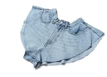 High Waist Ruffle Denim Shorts Women #3