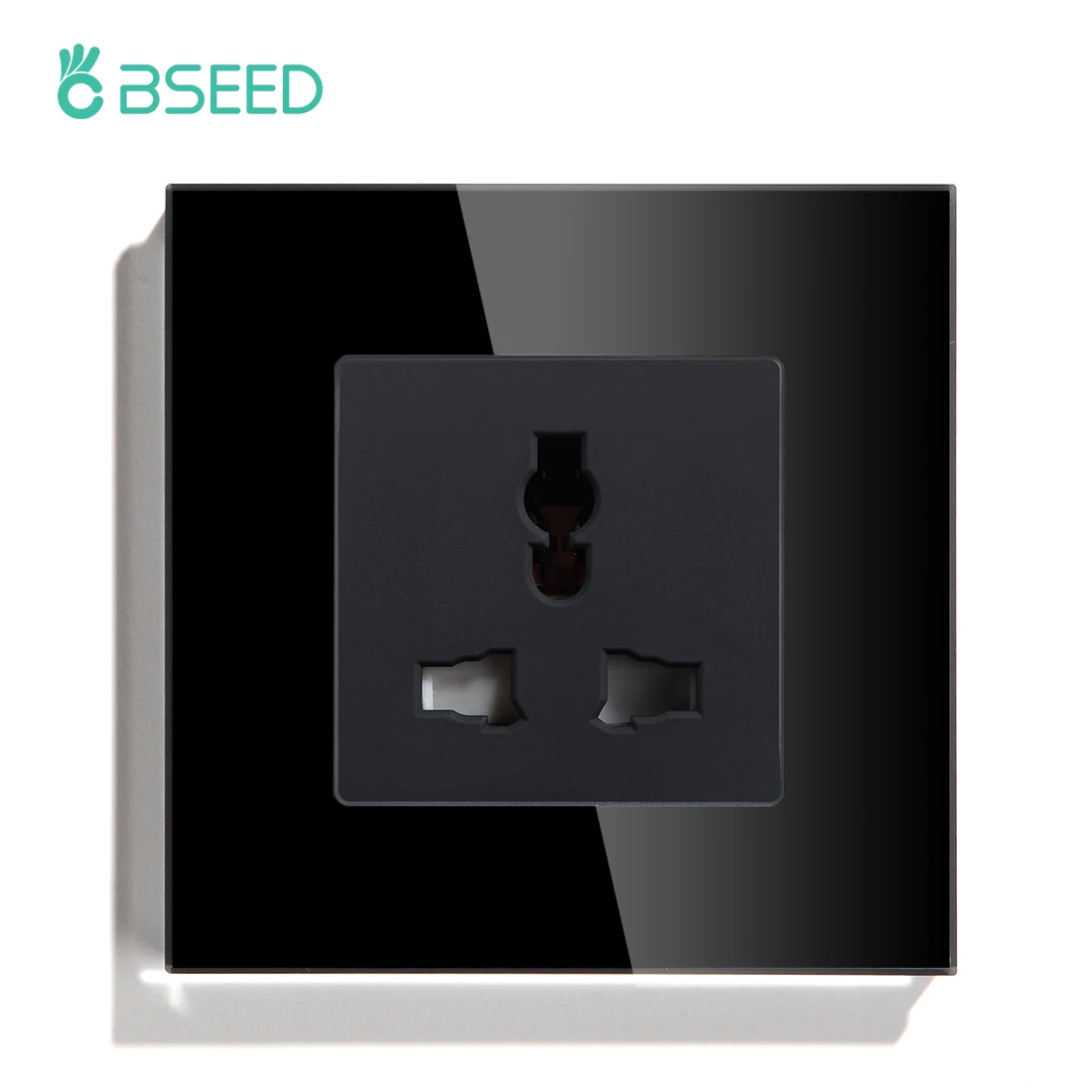 BSEED Multifunction Wall Socket Universal Standard Single Power Outlets Black White Gloden Crystal Panel 13A