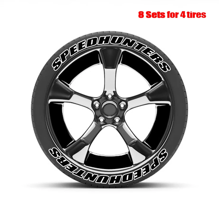 8 Pack 2.7 cm for SPEEDHUNTERS Tire Decorations Stickers Lettering Kit PVC Permanent Decals / White Red Yellow / DIY Tire Decor