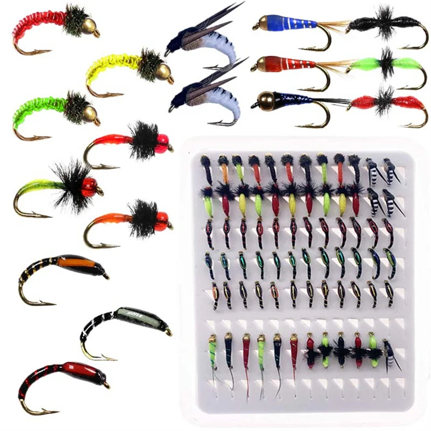 

25-102Pcs Fly Fishing Lure Dry Wet Flies Nymph Streamer Artificial Pesca Bait Lure Bass Trout Pesca Fishing Tackle Fly Box