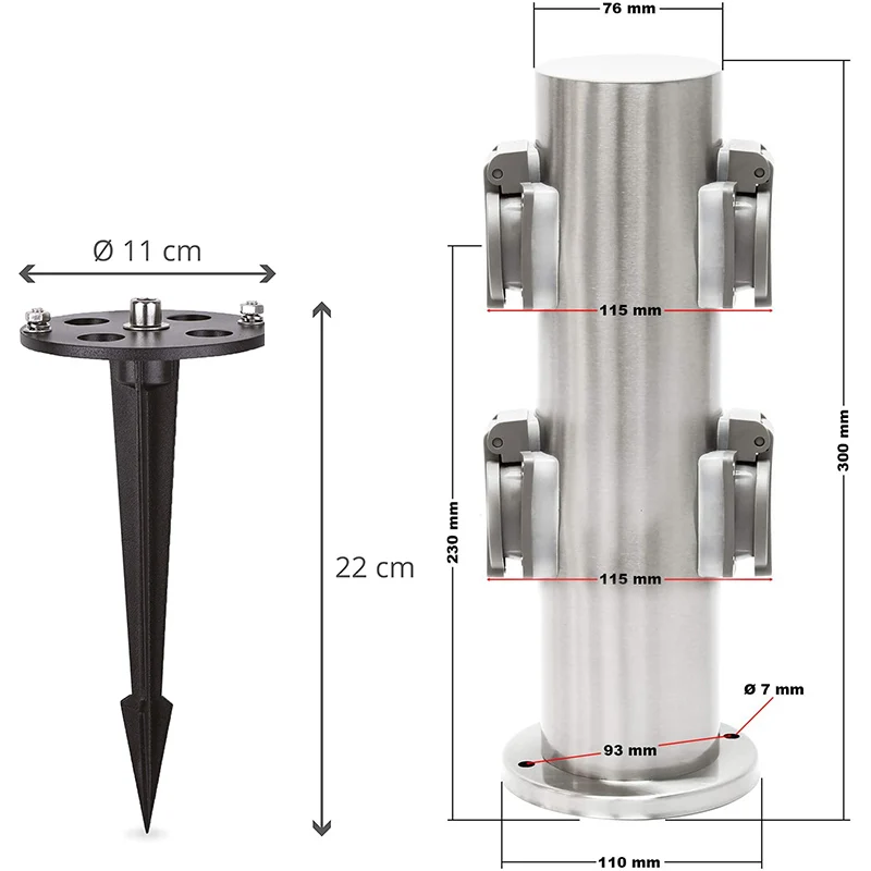 Imagem -04 - Tomada ao ar Livre 3680w 16a Soquetes ue Coluna de Energia à Prova Impermeável Água Soquete Pico para Jardim Decoração Cortador Grama Tomada Elétrica