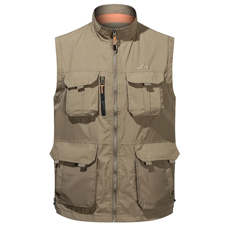 

2022 New Men's Vest Summer Photographer Waistcoat Tool Many Pockets Mesh Work Sleeveless Jacket Military Vest Male Plus Size 6XL