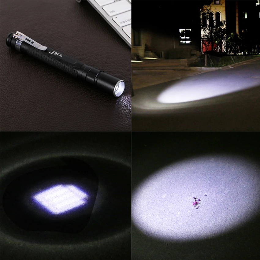 Piccola Mini torcia a LED torcia tascabile tattica con luce a penna portatile alimentata a batteria per campeggio, esterno, emergenza, 13.8cm