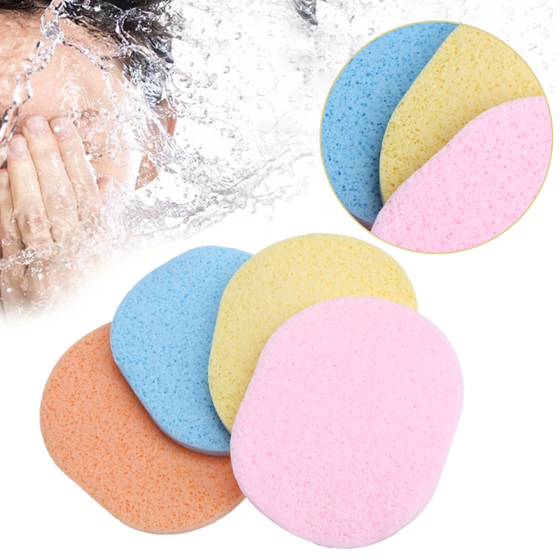 4PCS Fiber Face Makeup Wash Pad Cleaning Sponge Puff Exfoliator Scrub