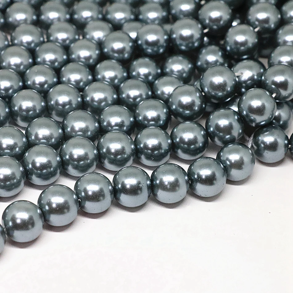 Dark gray 4-14mm pick size round imitation shell pearl beads fashion fit diy necklace bracelet jewelry making 15inch B1618