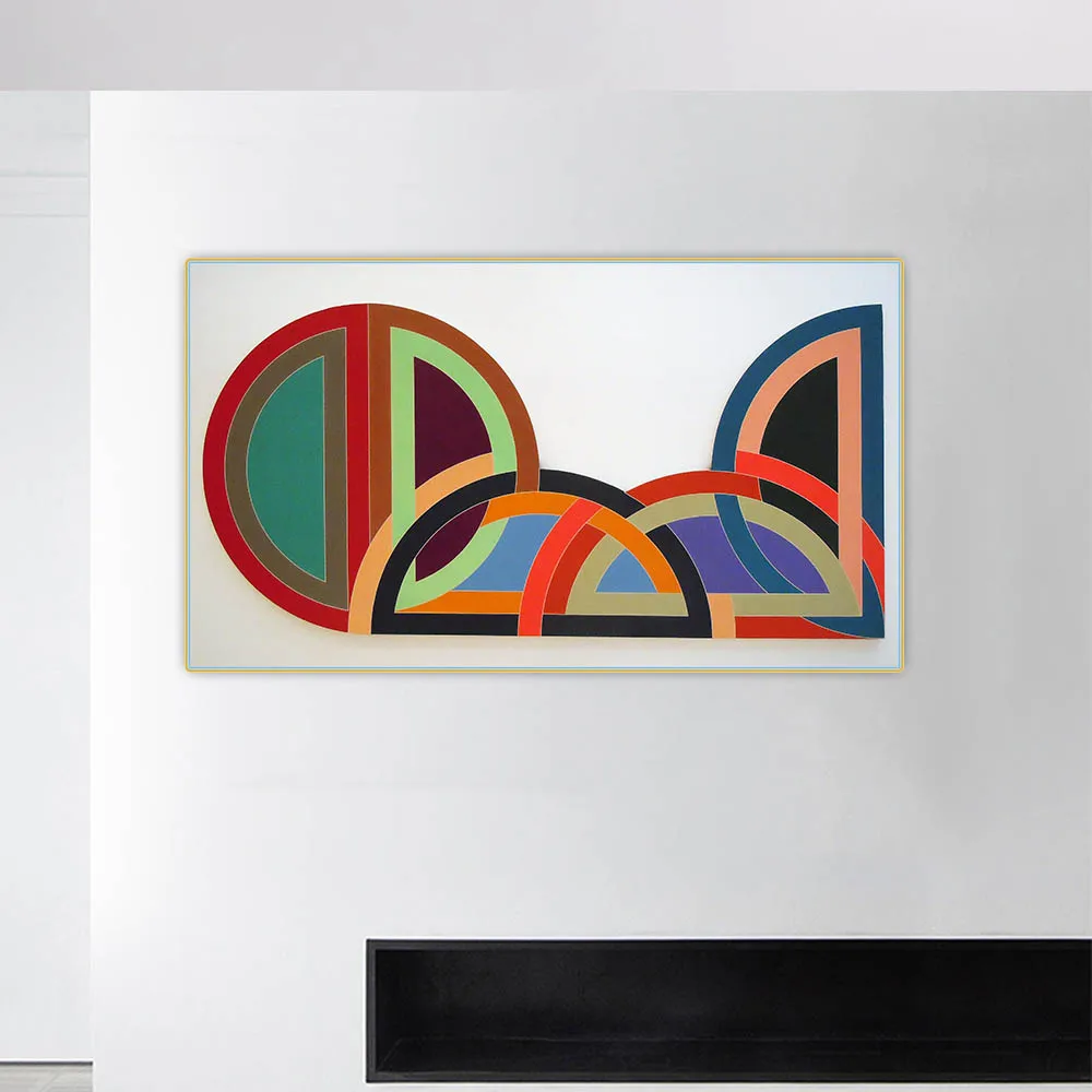 Frank Stella《Isfahan ,1969》Canvas Art Oil Painting Minimalism Artwork Poster Picture Backdrop Wall Hanging Decor Home Decoration