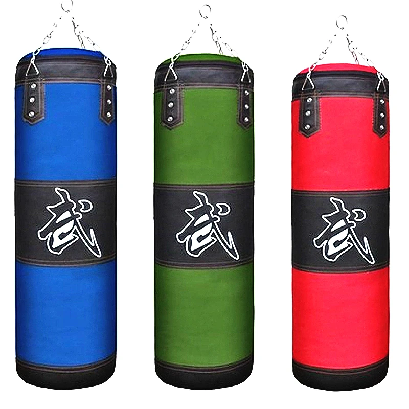 Adult Kid Empty Boxing Sand Bag Hanging Kick Sandbag Boxing Training Fight Karate Punching Bag Heavy Duty with Glove Wrist Guard