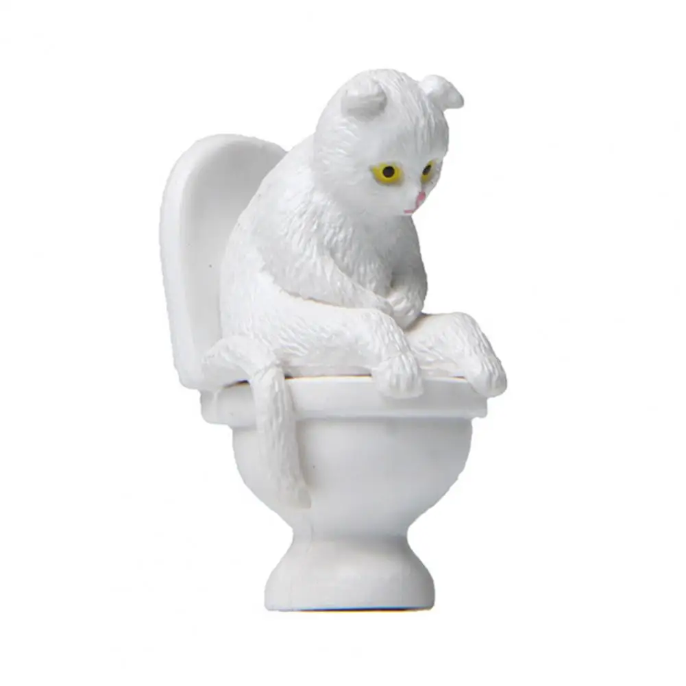 Mini Cat Model Figurines Toy High Simulation Vivid Expression Toilet Miniature Cat Figures Animal Model Toy Kids Birthday Gift