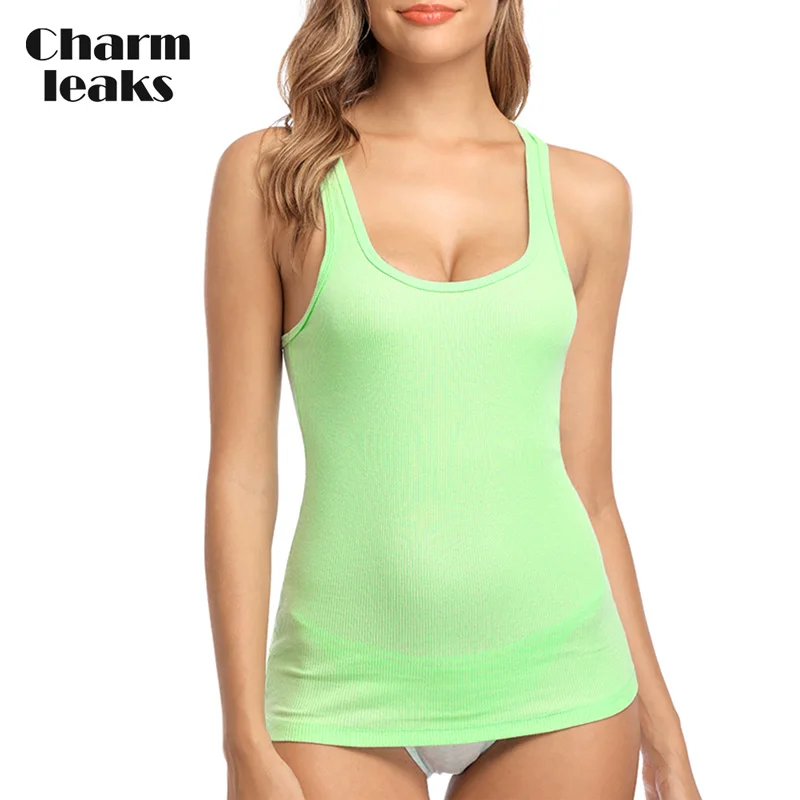 Charmleaks Women Camisole Basic Camis Tank Tops Cotton Soft Solid Night Sleepwear Jogging Wear Fitness Top