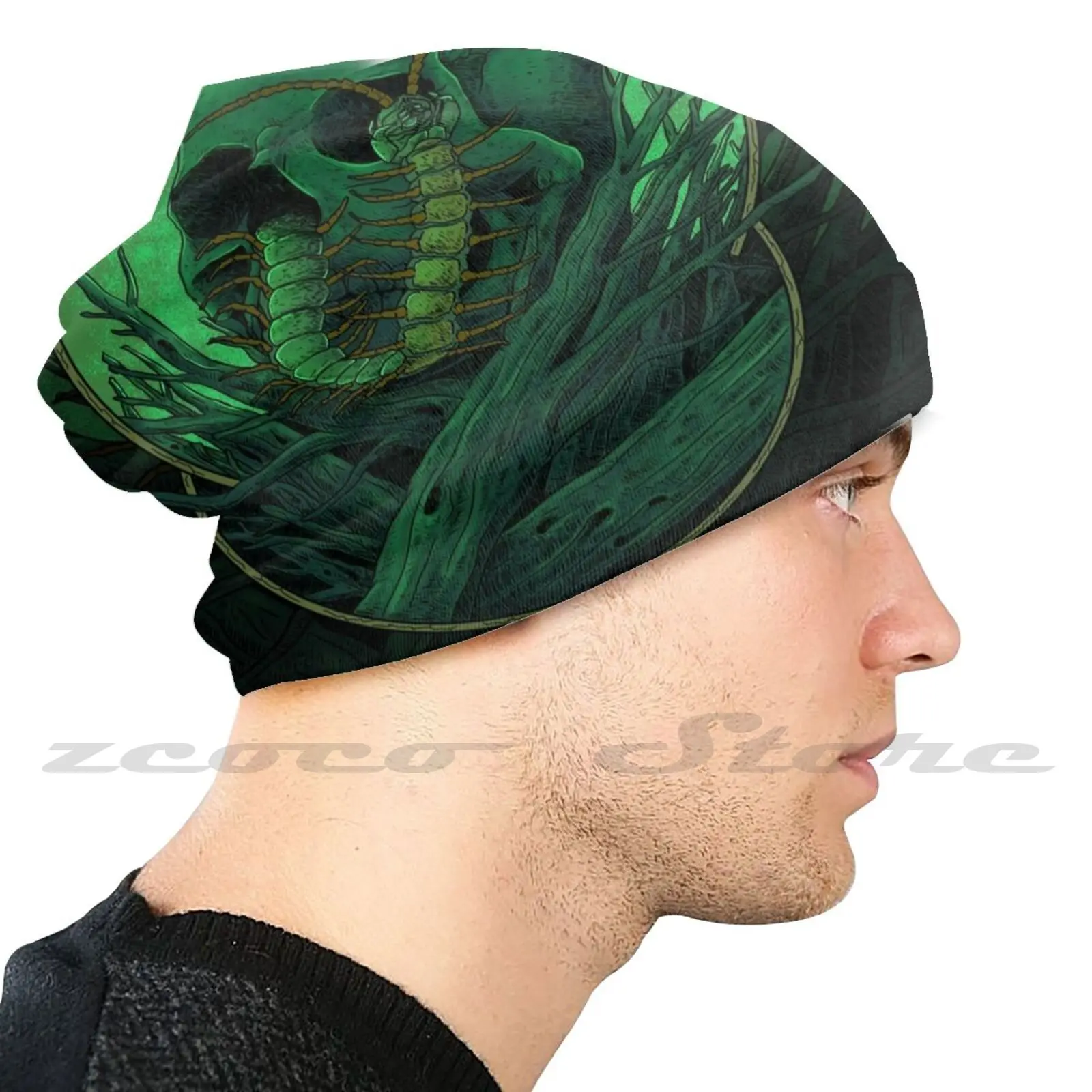 Technical Death Metal Knit Hat Elastic Soft Personalized Pattern Present Cap Skull Centipede Metal