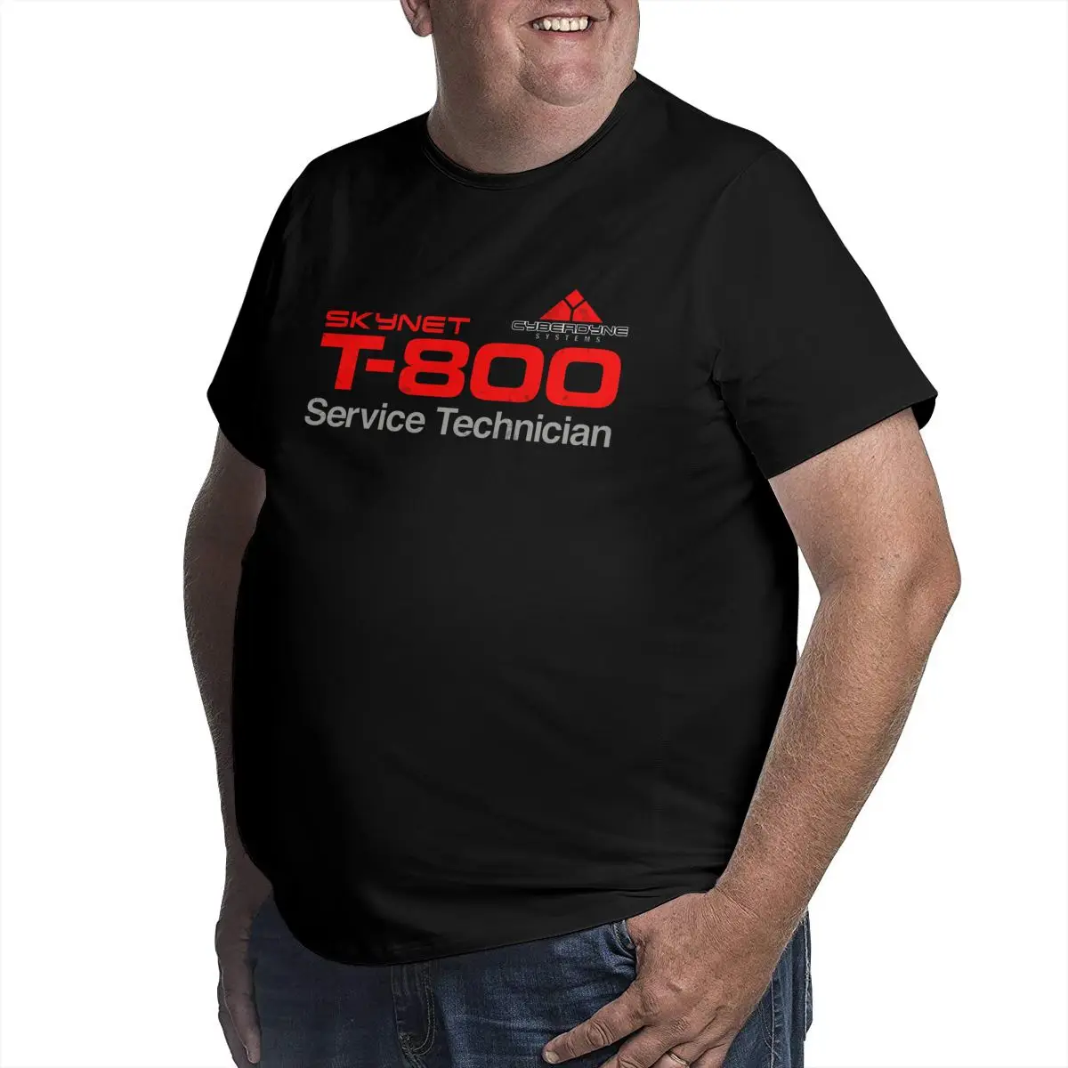 T-800 Technician T-Shirt Men Terminator Cyberdyne Cyborg Cotton Big Tall Tees Round Neck T Shirts Large 4XL 5XL 6XL Clothing