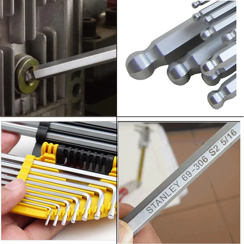 Imagem -02 - Mini Padrão Longo Allen Key Conjunto com Suporte Stanley Imperial Ball End Kit de Ferramentas Mecânicas de Bicicleta Torque Hex Key Grupo Forma de l