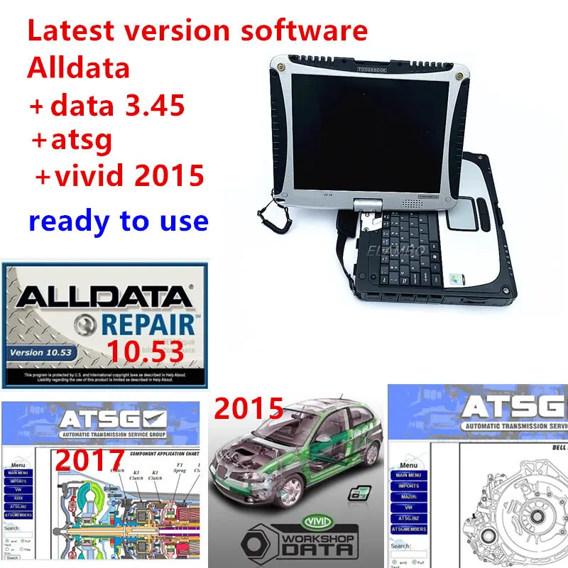 

2021 hot Alldata repair 10.53 data 3.45 software Vivid 2015 Atsg 2017 installed well CF19 4GB laptop for car and trucks