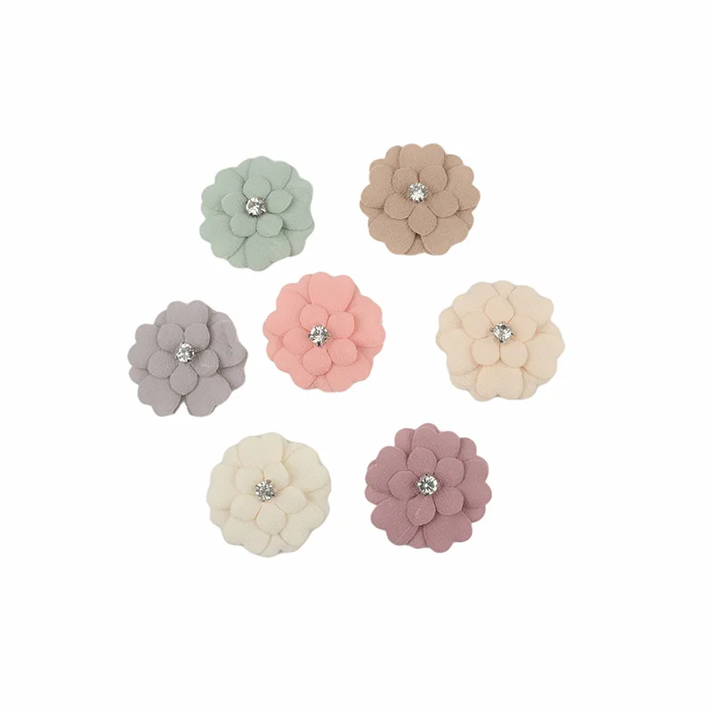 5 pcs DIY handmade flowers wholesale 6 cm hand-sewn pearl rhinestone chiffon flowers fabric flowers shoes hats clothing