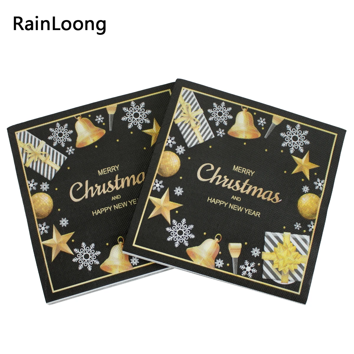 [Rainloong] 2022 Vrolijk Kerstfeest En Gelukkig Nieuwjaar Gedrukt Papier Servet Voor Christmas Party Decoratie 33*33cm 1 Pack