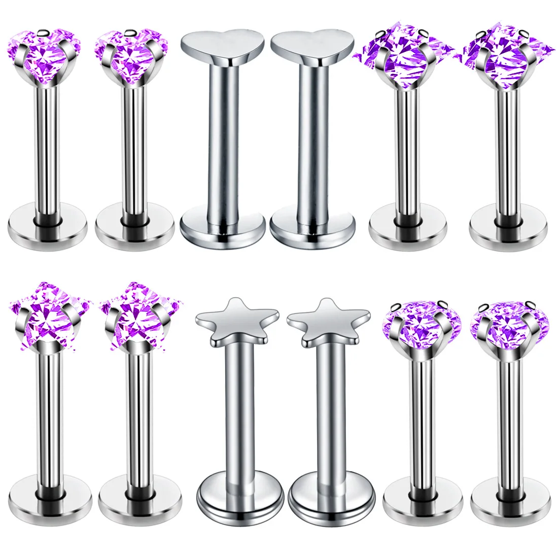 Crystal Labret Piercing Set Tragus Earring Lot