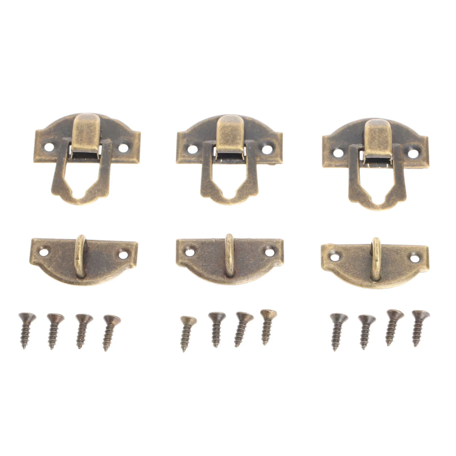 12pçs trava de ferro de bronze antigo, trava de fecho com fecho de ferro, joias decorativas, caixa de madeira de vinho, fivela de móveis para casa com parafuso de 27x29mm