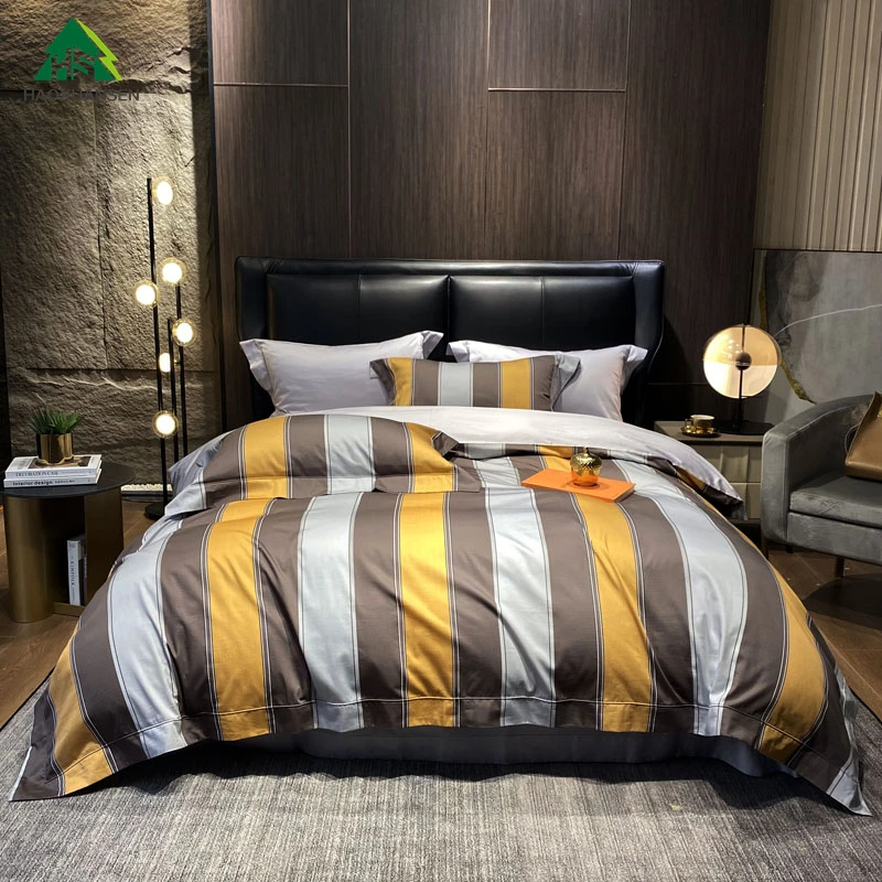 High-Density Euro Bedding Sets Digital Printing Bedlinen Pillowcase Double Bed Duvet Cover  Simple Stripes Long-Staple Cotton