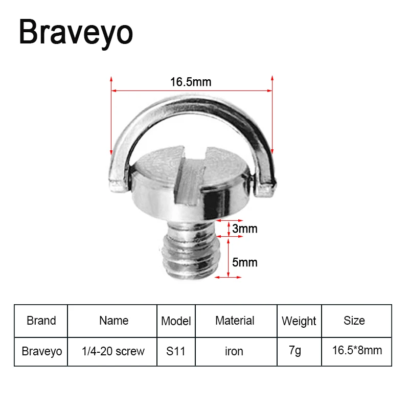 1/4 Inch Screw D-ring Camera Screw Quick Release Plate Mount Tripod Monopod Ballhead Photo Photography Fixed Adapter For Dslr